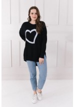 A Postcard From Brighton Hi Lo Heart Sweater (Black) AW22